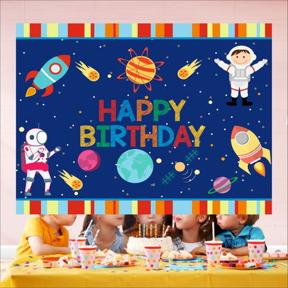 Space Birthday Theme Backdrop for Kids