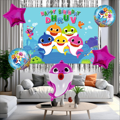 Baby Shark Birthday Backdrop Theme for Kids (Pack of 8)