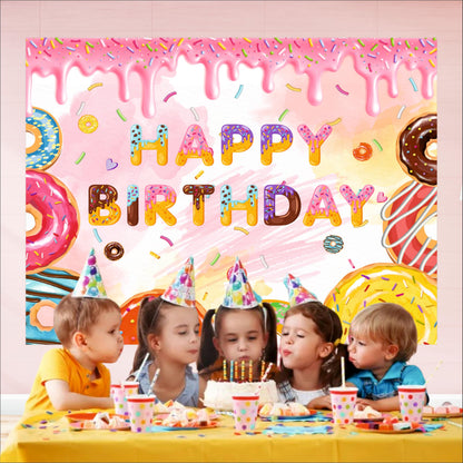 Donuts Theme Birthday Backdrop for Kids