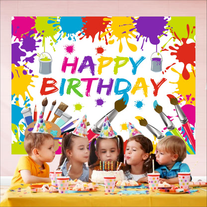 Art Attack Theme Birthday Backdrop for Kids