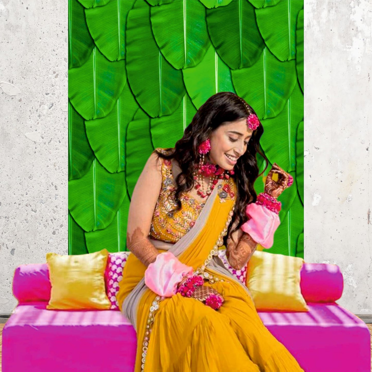 Banana Leaf Decorative Theme Backdrop for Events, Home & Photoshoots