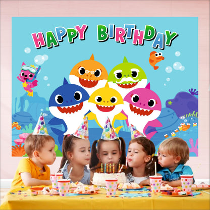 Baby Shark Theme Birthday Backdrop for Kids