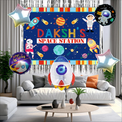 Space Customized Birthday Backdrop Theme for Kids (Pack of 8)