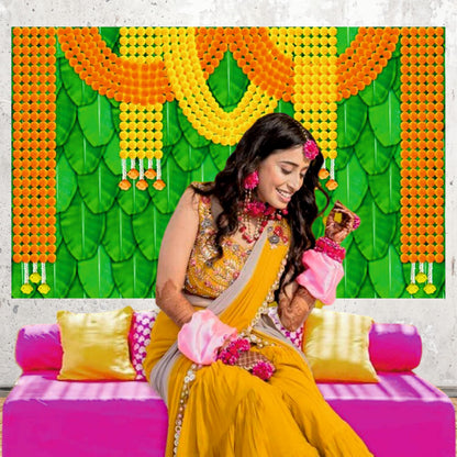 Yellow & Orange Flowers Decorative Theme Backdrop for Events, Home & Photoshoots