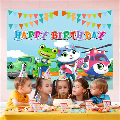 Gecko's Garage Birthday Theme Backdrop for Kids