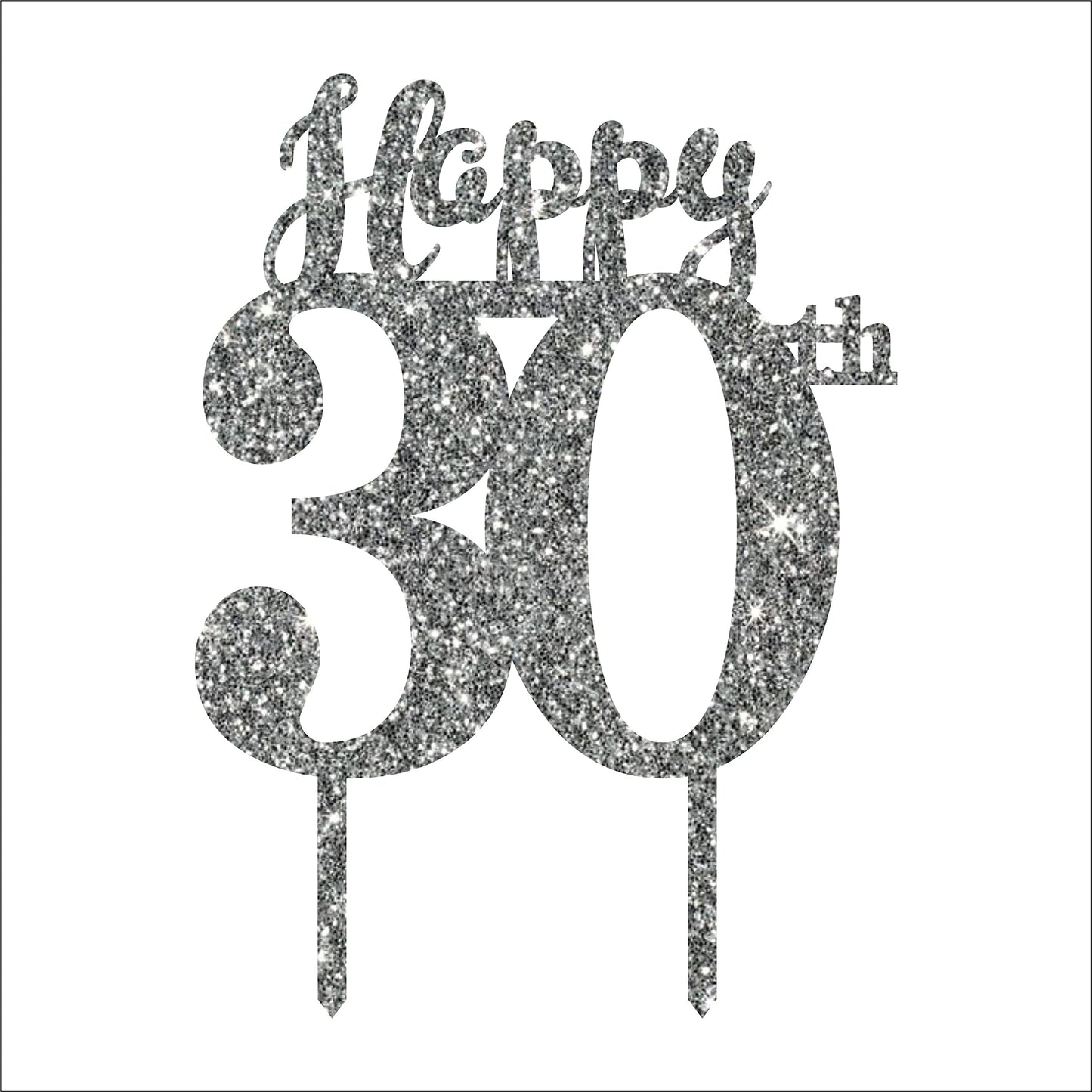 Acyrlic Silver Glitter Finish Couple Cake Topper for Decoration (4.5X6.25 Inches)
