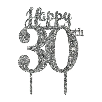Acyrlic Silver Glitter Finish Couple Cake Topper for Decoration (4.5X6.25 Inches)