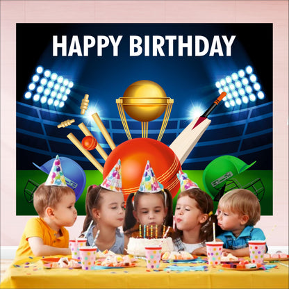 Cricket Birthday Theme Backdrop for Kids