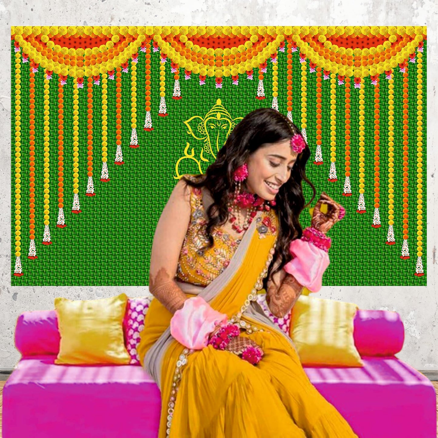 Ganpati Decorative Theme Backdrop for Events, Home & Photoshoots