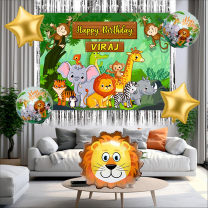 Jungle Birthday Backdrop Theme for Kids (Pack of 8)