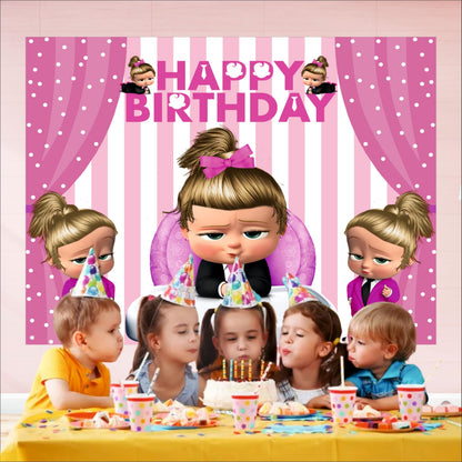 Boss Baby Girl Theme Birthday Backdrop for Kids