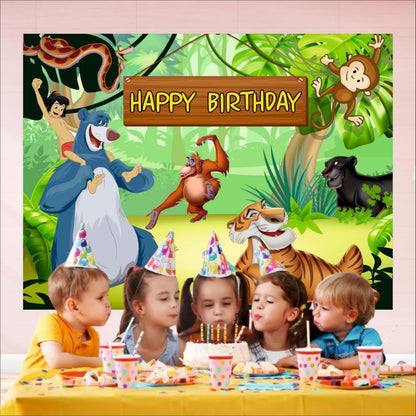 Jungle Book Birthday Theme Backdrop for Kids