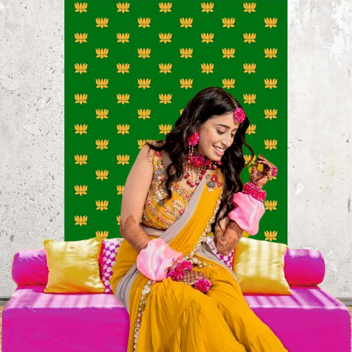 Green Decorative Theme Backdrop for Events, Home & Photoshoots