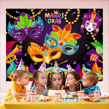 Masquerade Theme Birthday Backdrop for Kids