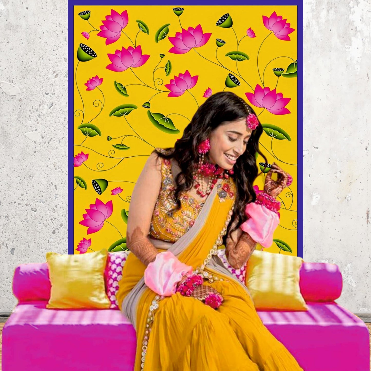 Lotus Flowers Decorative Theme Backdrop for Events, Home & Photoshoots