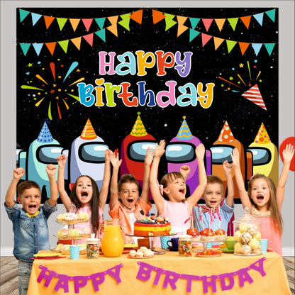 Among Game Theme Birthday Backdrop for Kids