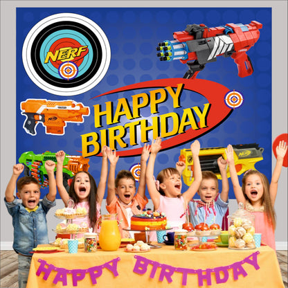 Nerf Theme Birthday Backdrop for Kids