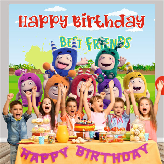 Oddbods Theme Birthday Backdrop for Kids