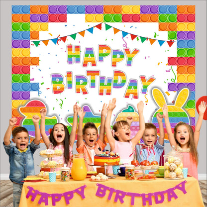 Pop It Theme Birthday Backdrop for Kids
