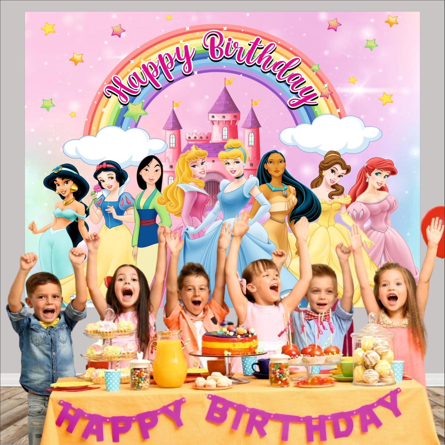 Princess Doll Theme Birthday Backdrop for Kids