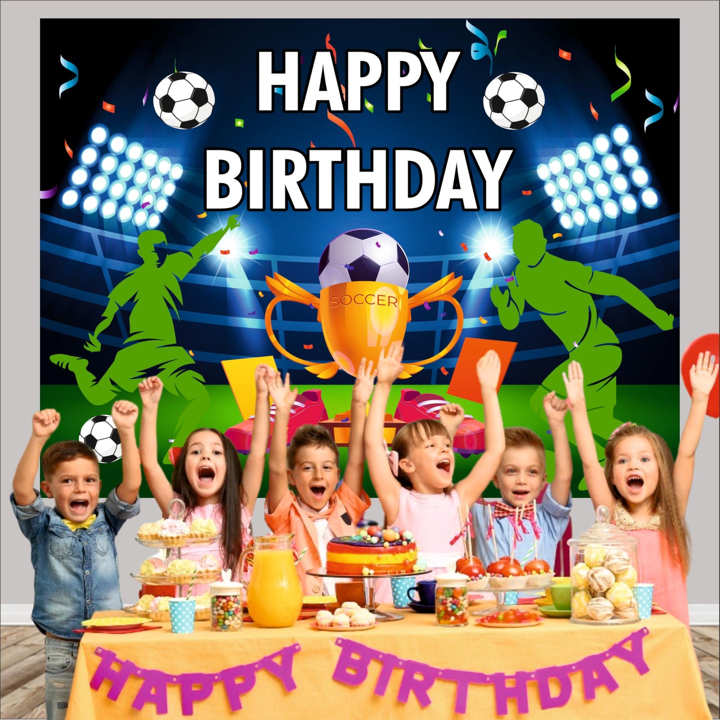 Soccer Birthday Theme Birthday Backdrop for Kids