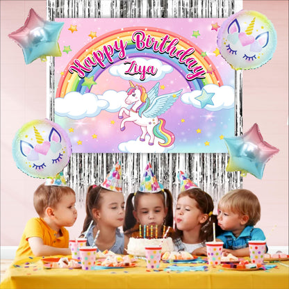 Unicorn Customized Birthday Backdrop Theme for Kids Pack (Pack of 8)
