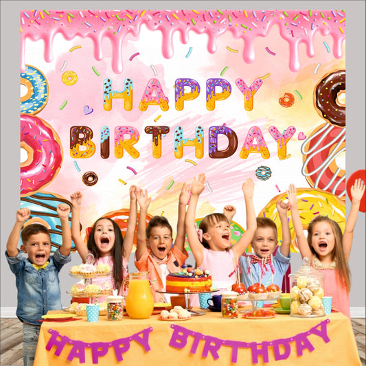 Donuts Theme Birthday Backdrop for Kids