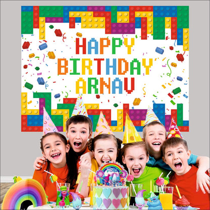 Customised Building Blocks Birthday Banner Theme