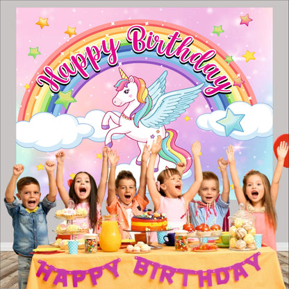 Unicorn Birthday Theme Backdrop for Kids