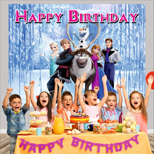 Frozen Birthday Theme Backdrop for Kids