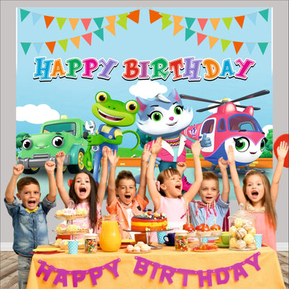 Gecko's Garage Birthday Theme Backdrop for Kids