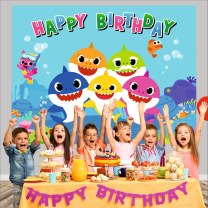Baby Shark Theme Birthday Backdrop for Kids