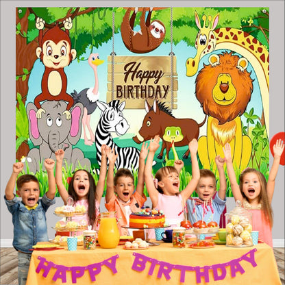 Jungle Theme Birthday Backdrop for Kids