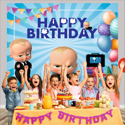 Boss Baby Boy Theme Birthday Backdrop for Kids
