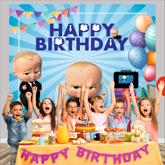 Boss Baby Boy Theme Birthday Backdrop for Kids