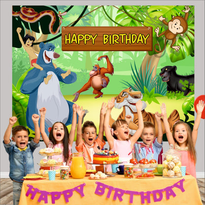 Jungle Book Birthday Theme Backdrop for Kids
