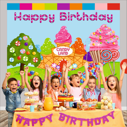 Candy Land Theme Birthday Backdrop for Kids