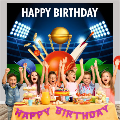 Cricket Birthday Theme Backdrop for Kids
