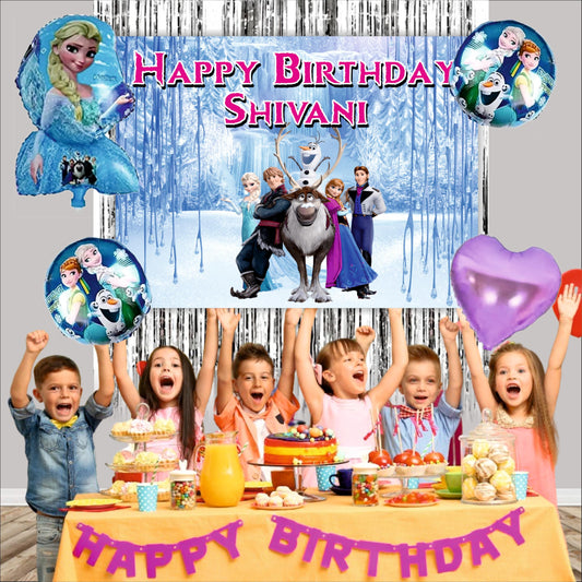 Frozen Birthday Backdrop Theme for Kids (Pack of 8)
