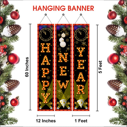 Happy New Year Backdrop Outdoor Yard Front Porch Hanging Sign Set