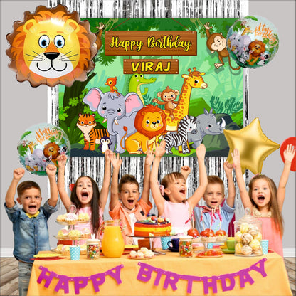 Jungle Birthday Backdrop Theme for Kids (Pack of 8)