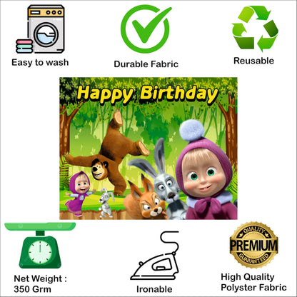 Masha Birthday Theme Birthday Backdrop for Kids