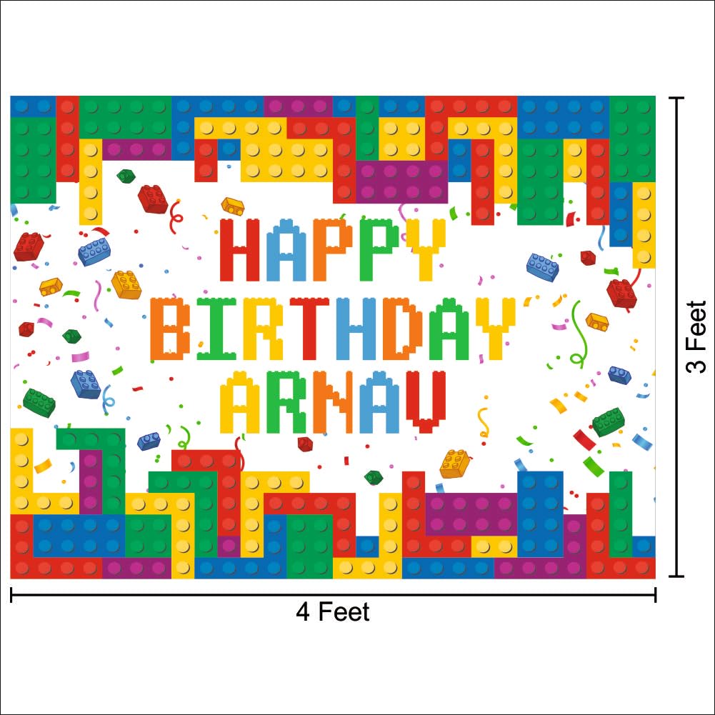 Customised Building Blocks Birthday Banner Theme