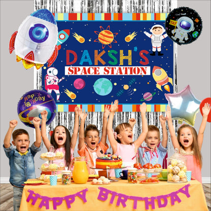 Space Customized Birthday Backdrop Theme for Kids (Pack of 8)